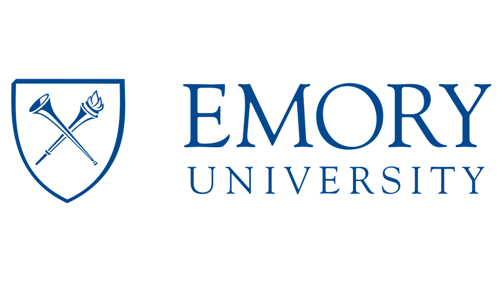 Emory University logo with shield and symbols.