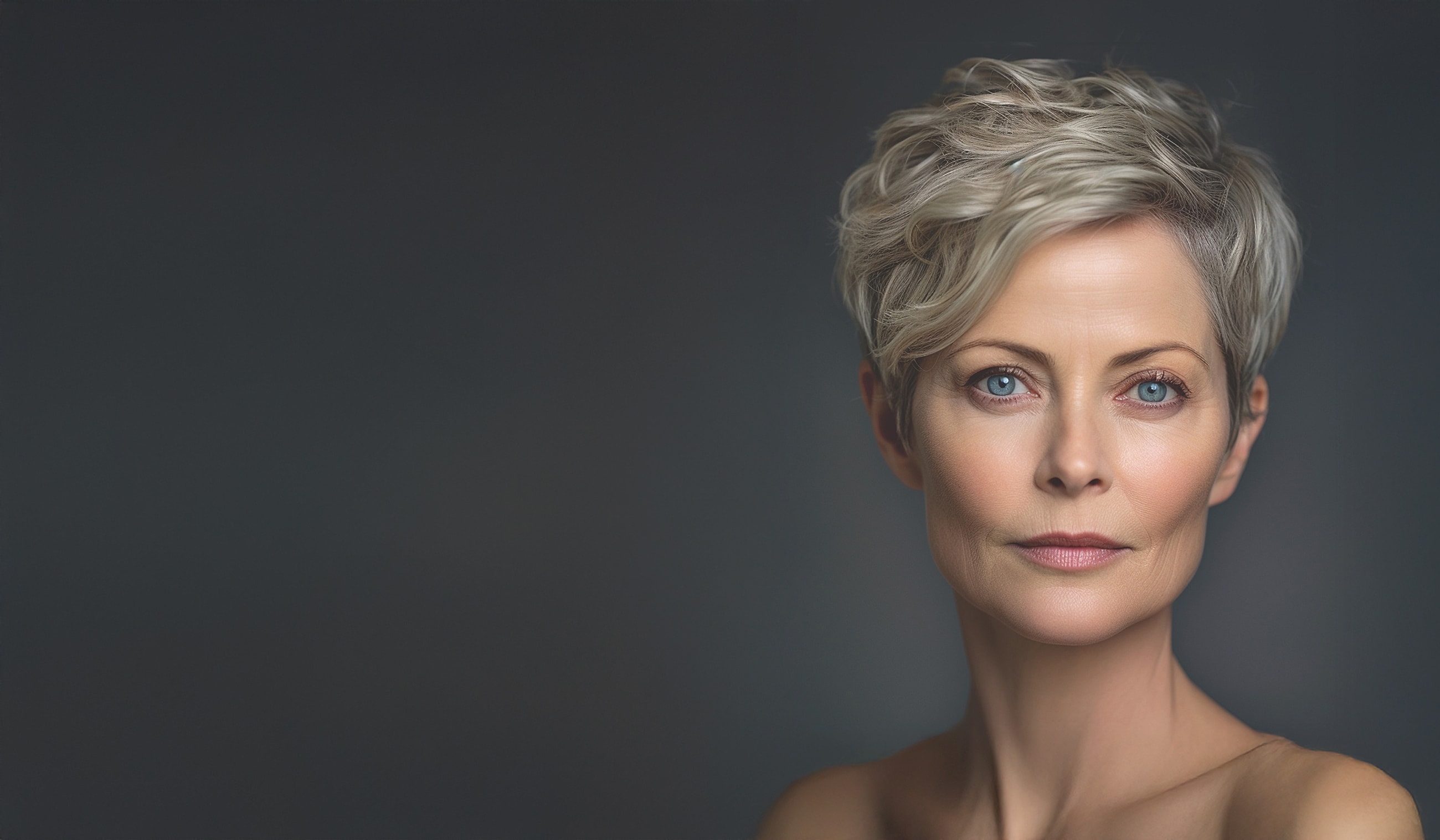 Portrait of a woman with short, styled hair.